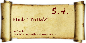 Simó Anikó névjegykártya